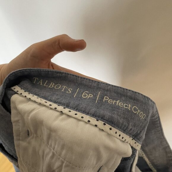 Talbots 6P perfect crop Womens Blue Chambray Pants With Side Zipper & Pockets - Picture 7 of 8
